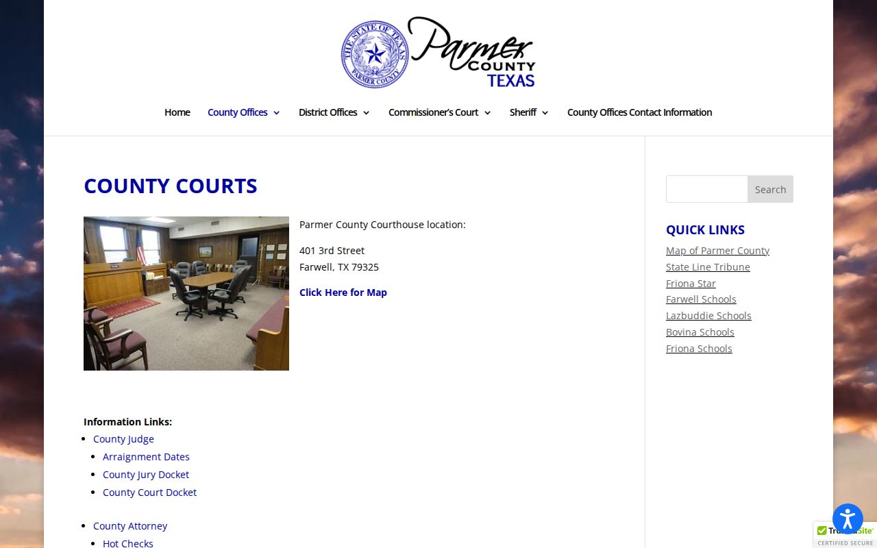 Parmer County court docket official Courts landing page